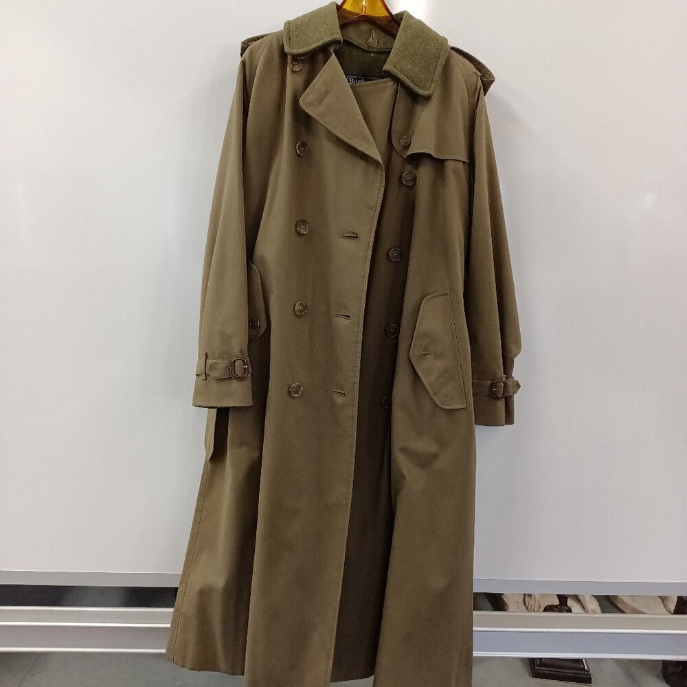 Burberry Olive Green Trench Coat Removable Wool Liner